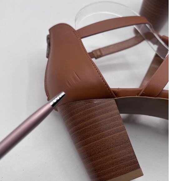 STYLE&CO 'BEAHH' STRAPPY DRESS SHOOTIES COGNAC BROWN SMOOTH WOMENS 10M NEW - Picture 9 of 12